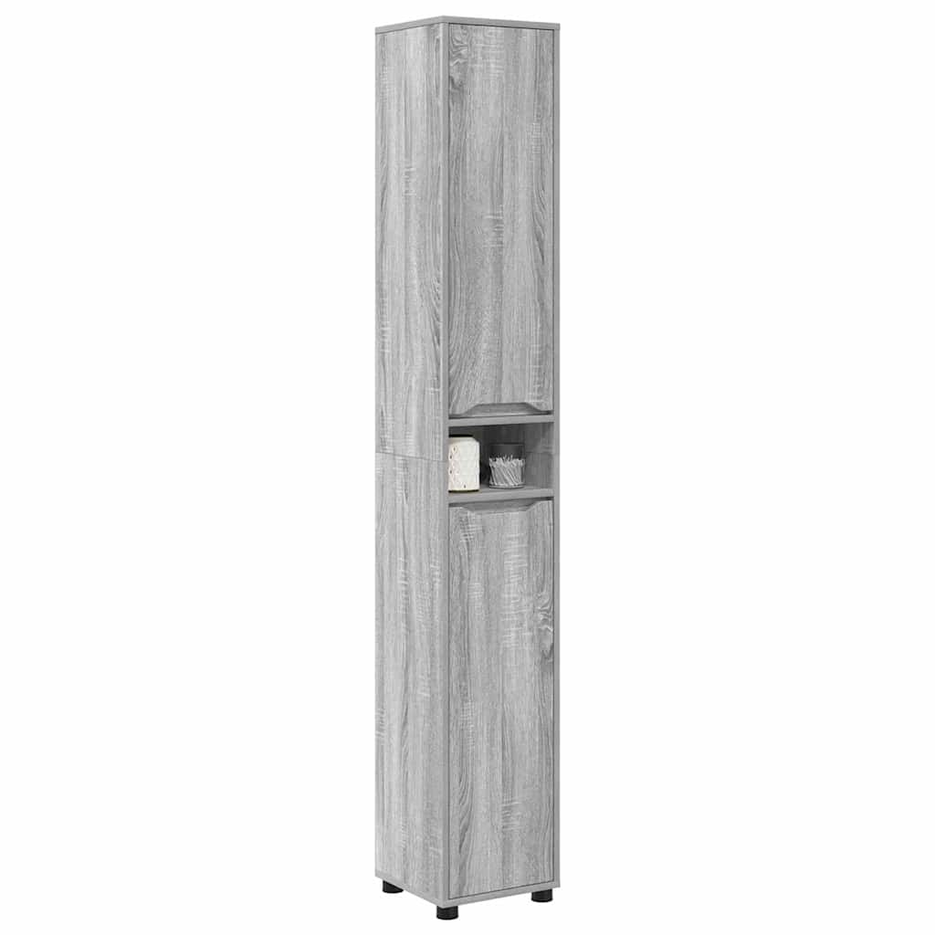 Badezimmerschrank mit Regal Graues Sonoma 30,5 x 30 x 195 cm