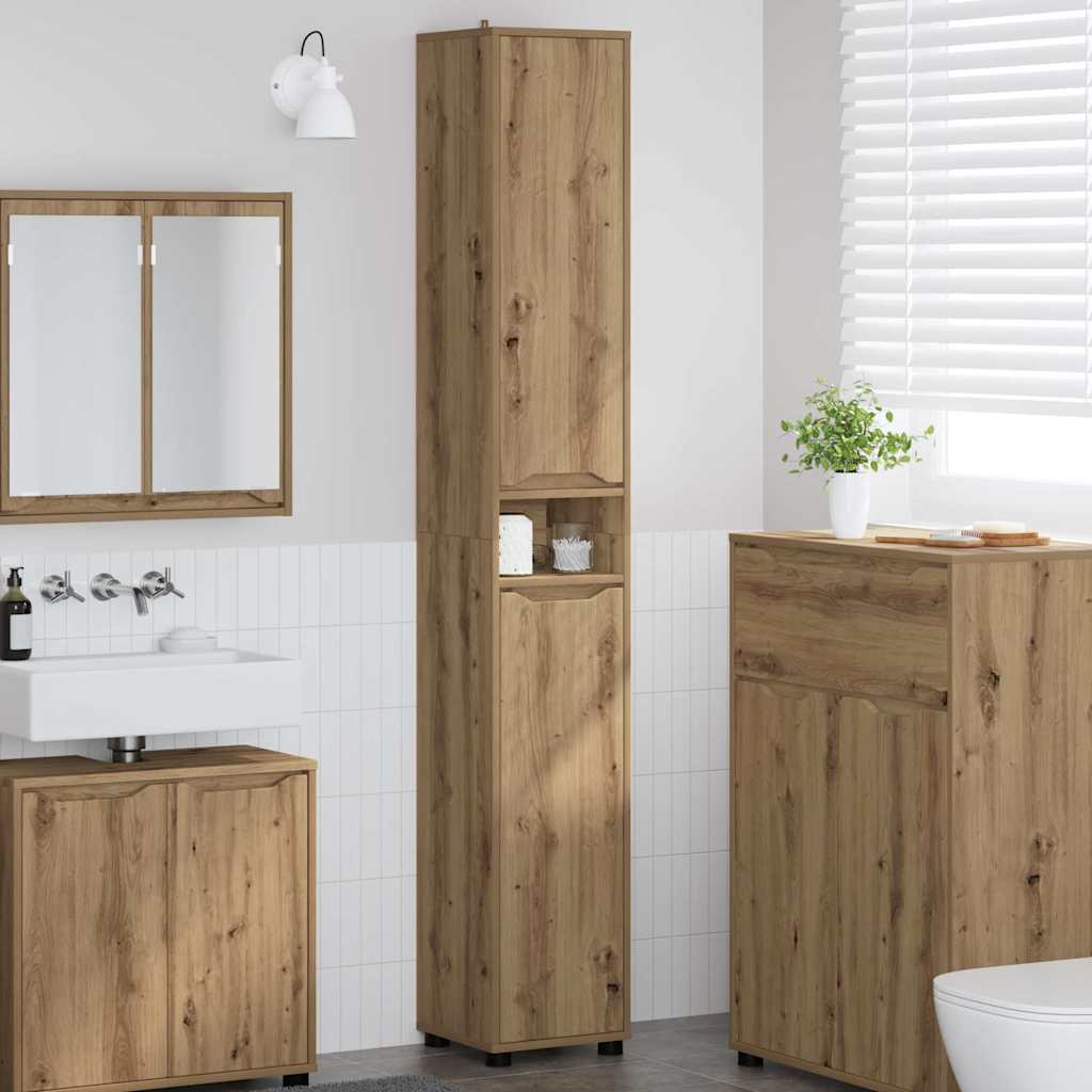 Badezimmerschrank mit Regal Artisan-Eiche 30,5 x 30 x 195 cm