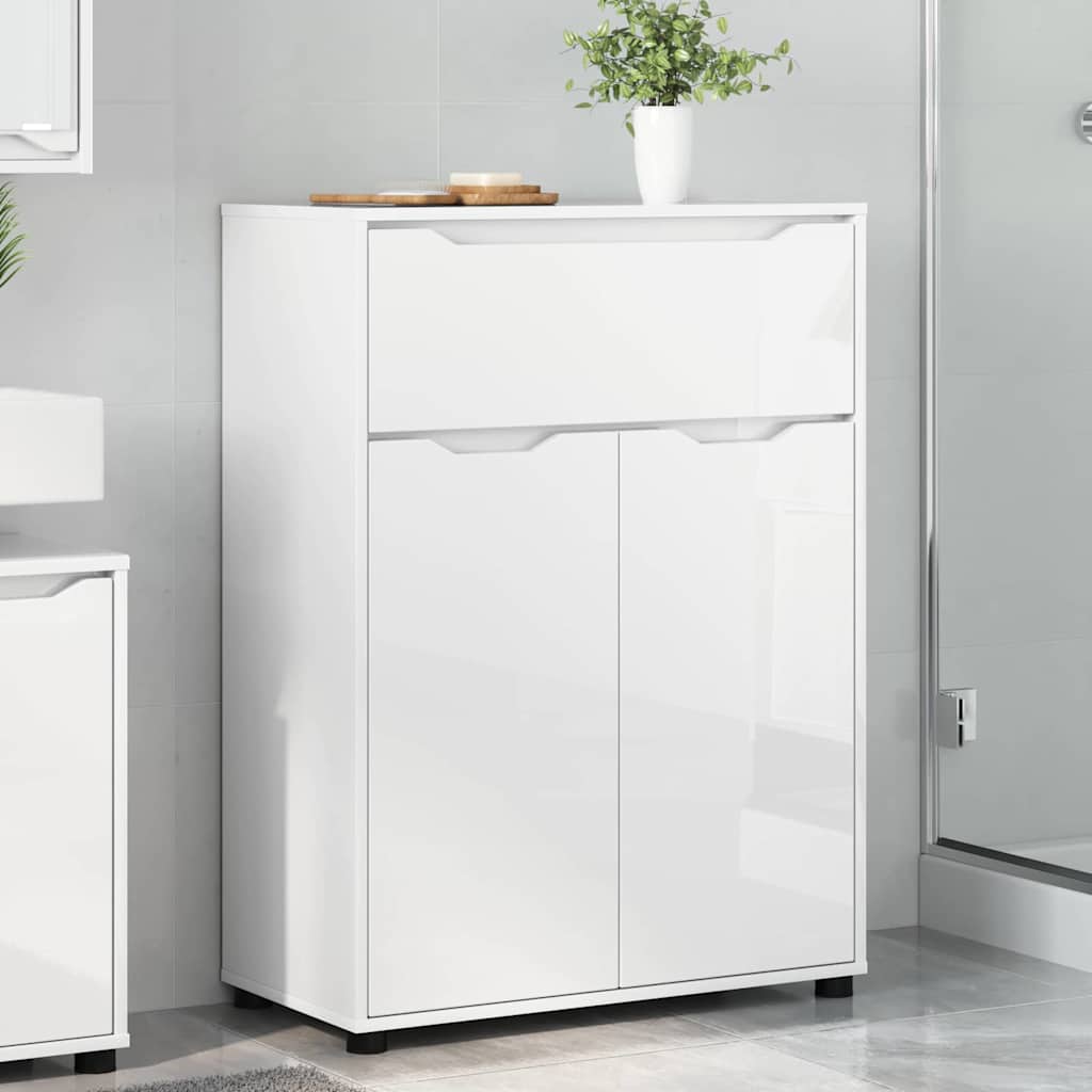 Badezimmerschrank mit Regal Hochglanz Weiß 72,5 x 36,5 x 100 cm