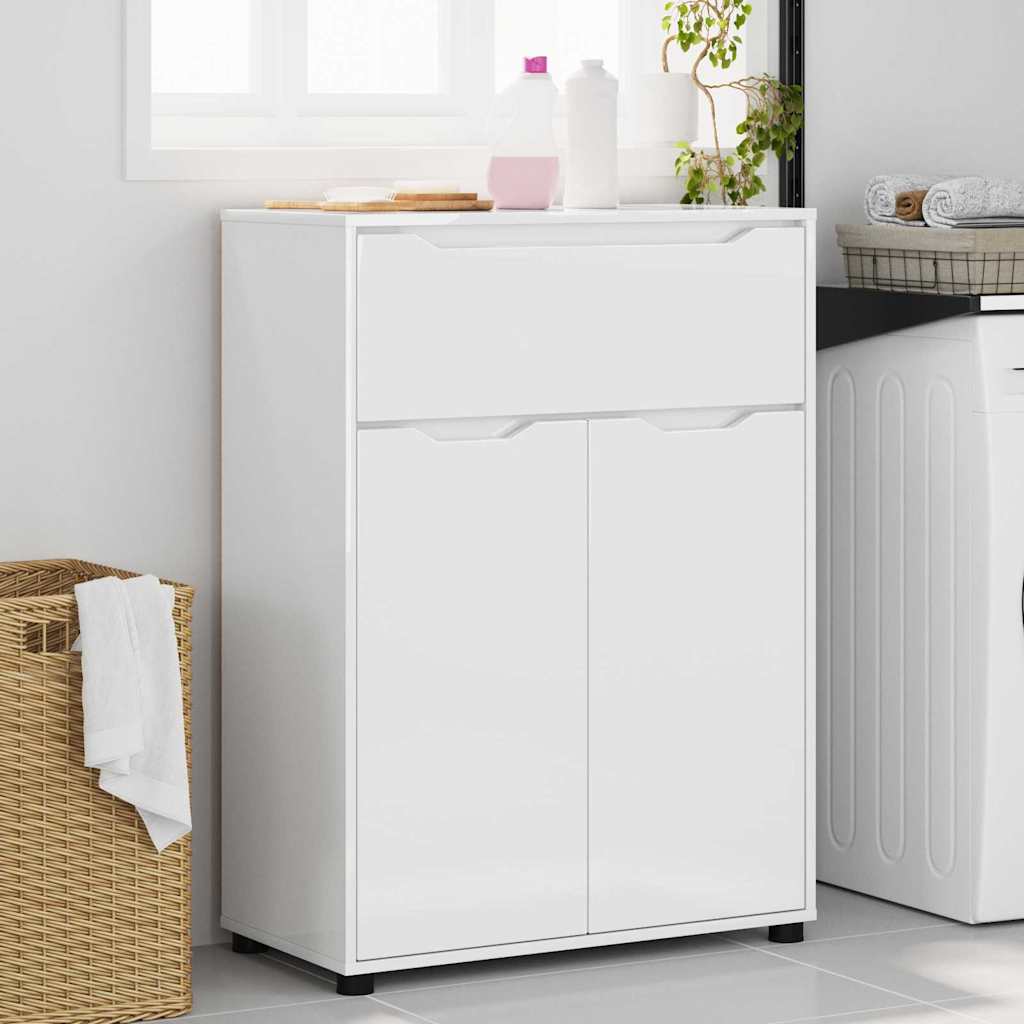 Badezimmerschrank mit Regal Hochglanz Weiß 72,5 x 36,5 x 100 cm