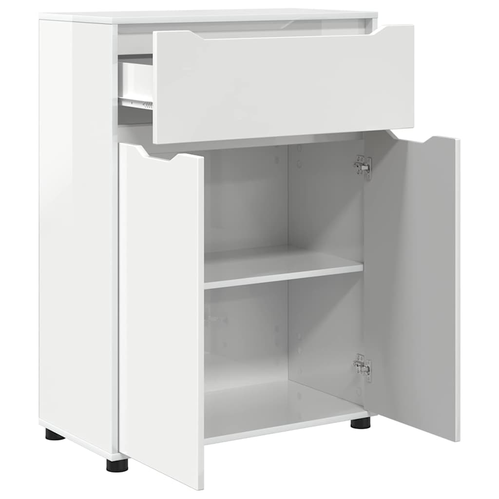 Badezimmerschrank mit Regal Hochglanz Weiß 72,5 x 36,5 x 100 cm