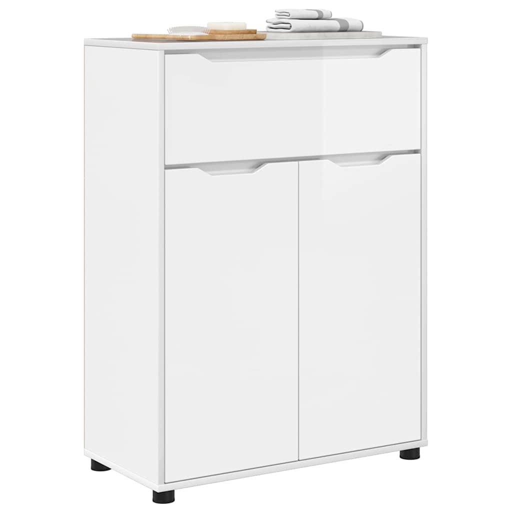 Badezimmerschrank mit Regal Hochglanz Weiß 72,5 x 36,5 x 100 cm