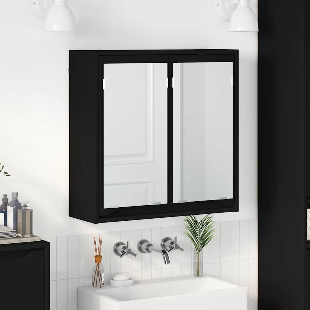 Badezimmerspiegelschrank Schwarz 60 x 20 x 60 cm Holzwerkstoff