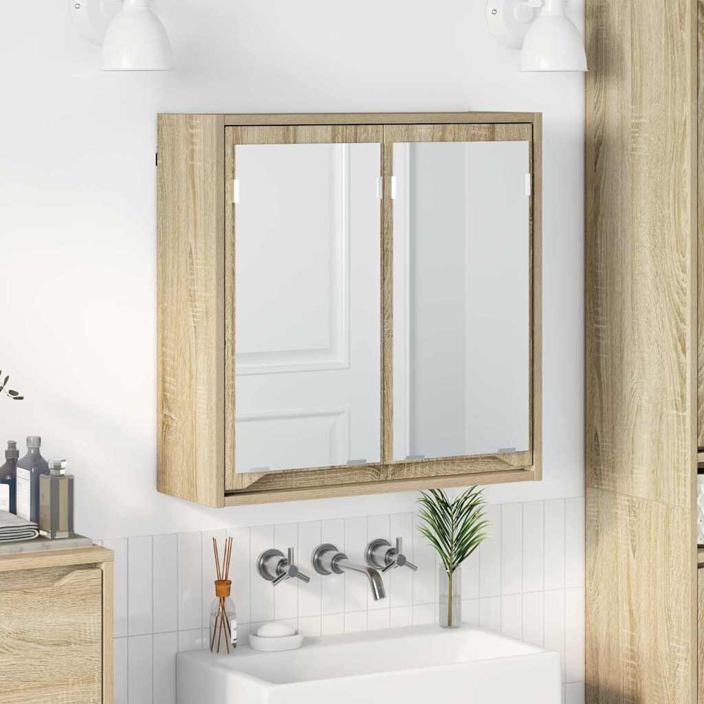 Badezimmerspiegelschrank mit Regal Sonoma-Eiche 60 x 20 x 60 cm