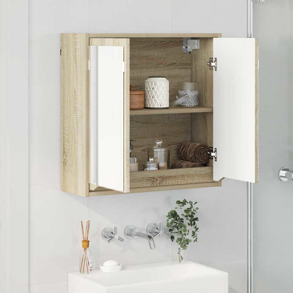Badezimmerspiegelschrank mit Regal Sonoma-Eiche 60 x 20 x 60 cm