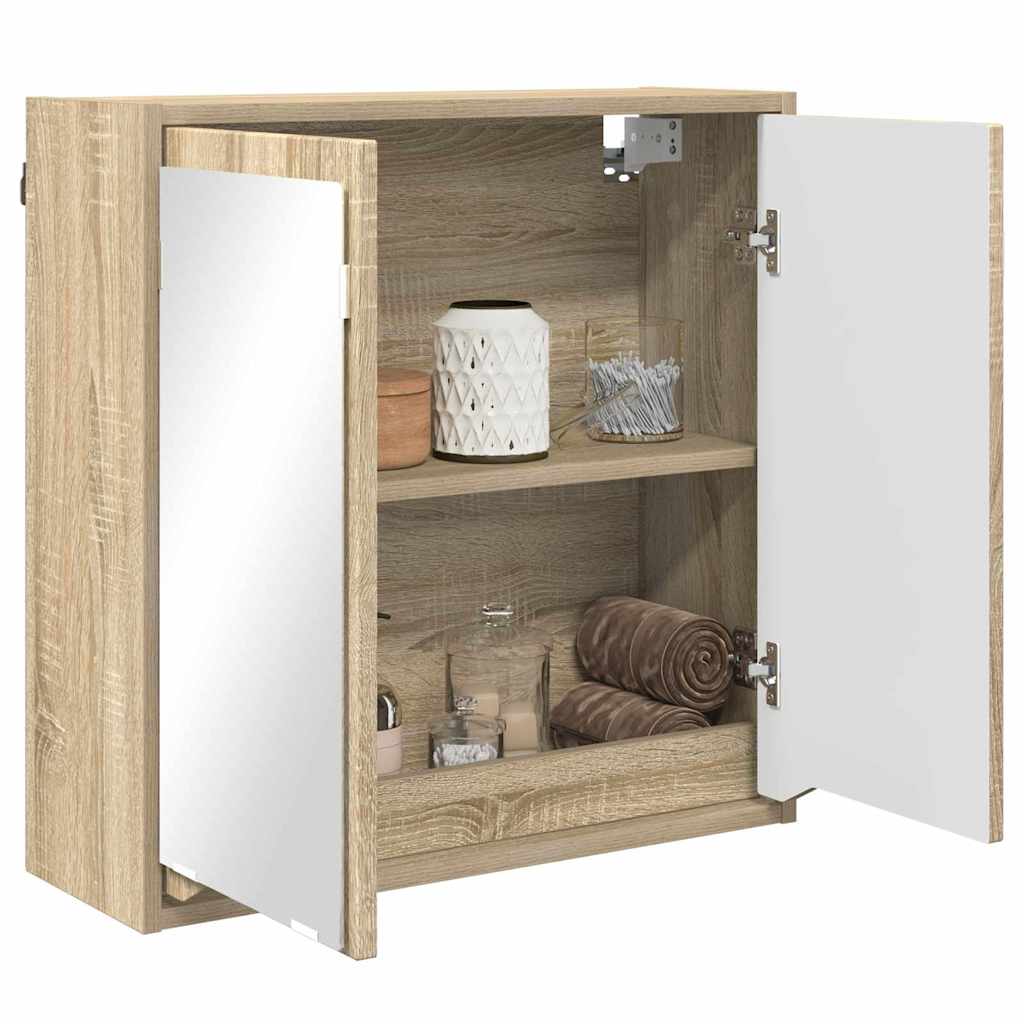 Badezimmerspiegelschrank mit Regal Sonoma-Eiche 60 x 20 x 60 cm