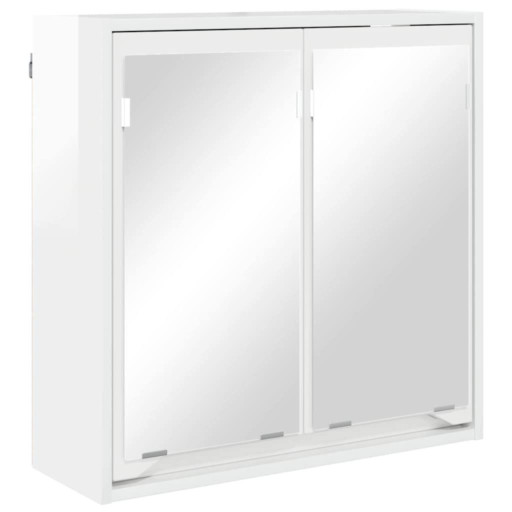 Badezimmerspiegelschrank mit Tür Hochglanz Weiß 60 x 20 x 60 cm
