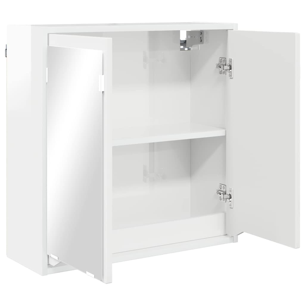 Badezimmerspiegelschrank mit Tür Hochglanz Weiß 60 x 20 x 60 cm