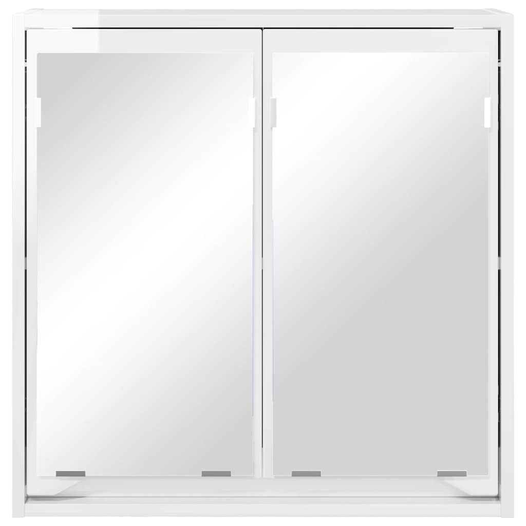 Badezimmerspiegelschrank mit Tür Hochglanz Weiß 60 x 20 x 60 cm