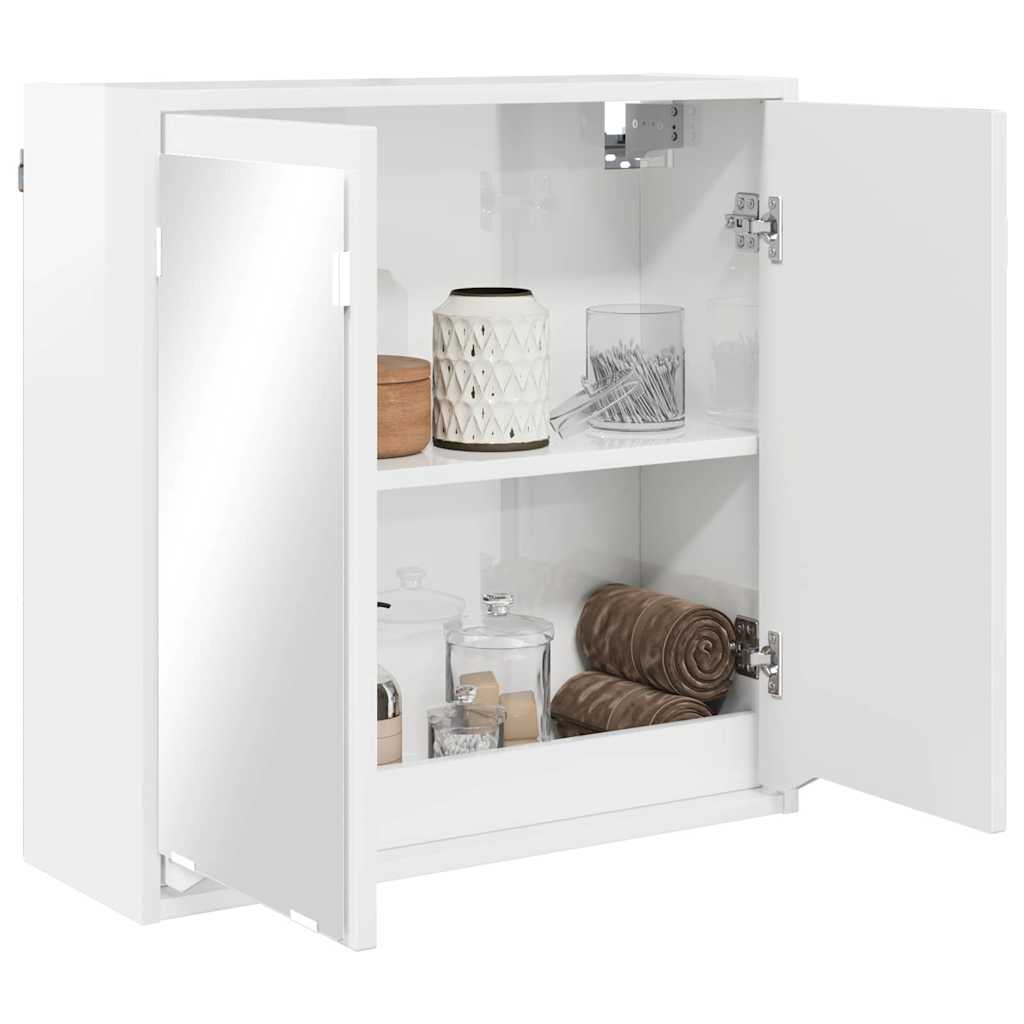 Badezimmerspiegelschrank mit Tür Hochglanz Weiß 60 x 20 x 60 cm