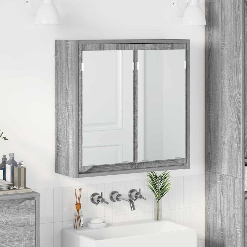 Badezimmerspiegelschrank mit Tür Graues Sonoma 60 x 20 x 60 cm