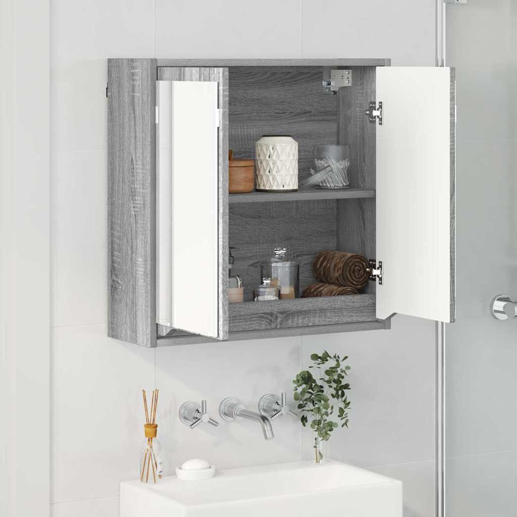 Badezimmerspiegelschrank mit Tür Graues Sonoma 60 x 20 x 60 cm