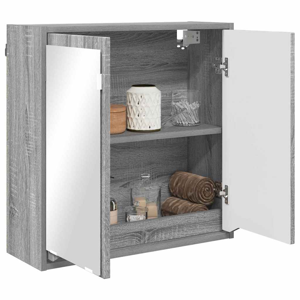 Badezimmerspiegelschrank mit Tür Graues Sonoma 60 x 20 x 60 cm