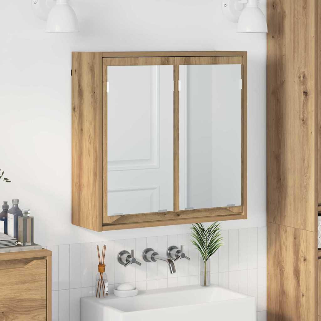 Badezimmerspiegelschrank mit Tür Artisan-Eiche 60 x 20 x 60 cm