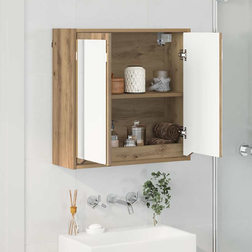 Badezimmerspiegelschrank mit Tür Artisan-Eiche 60 x 20 x 60 cm