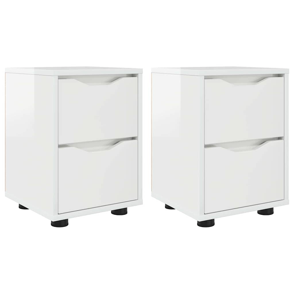 Nachttische 2 pcs Hochglanz Weiß 30,5 x 30 x 43 cm