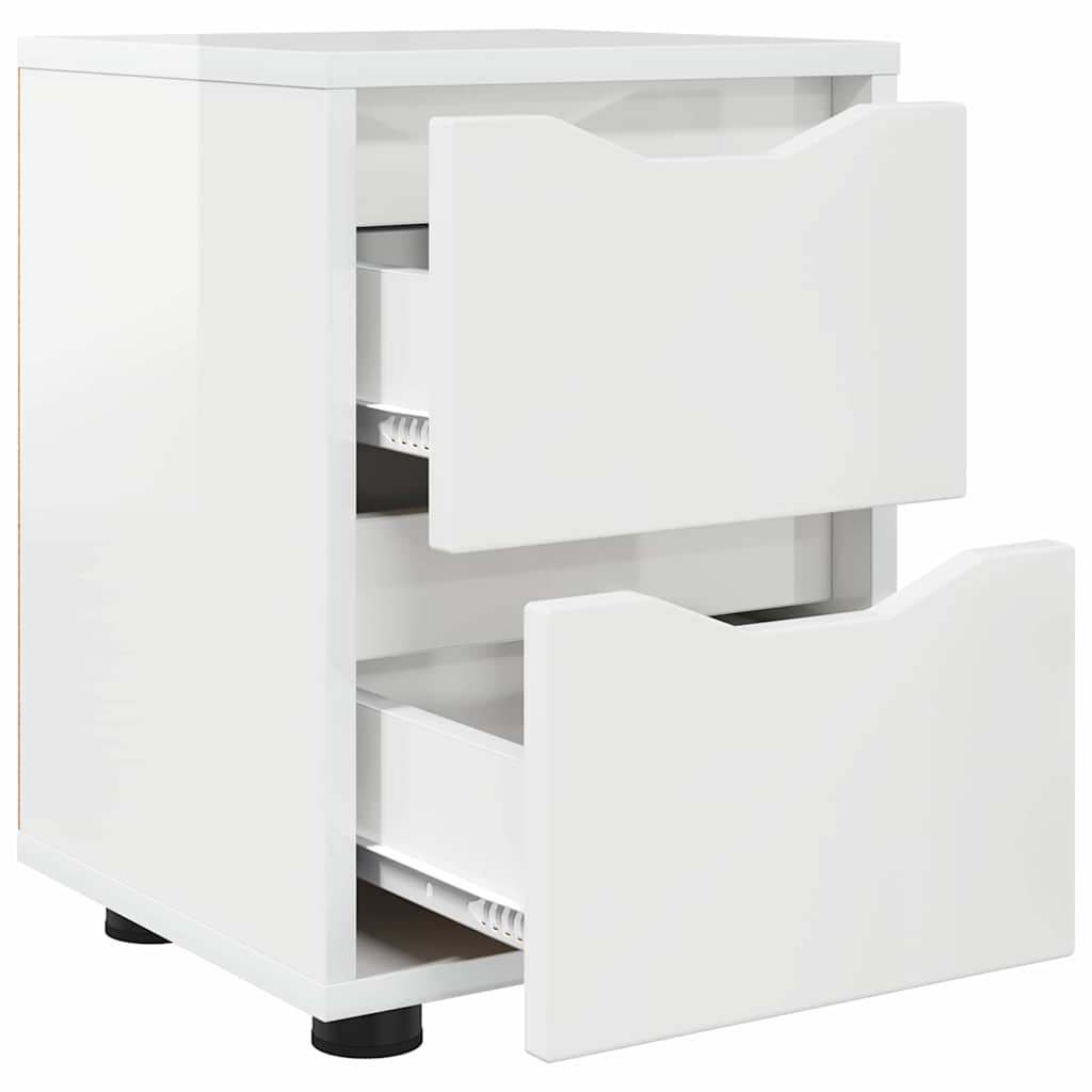 Nachttische 2 pcs Hochglanz Weiß 30,5 x 30 x 43 cm