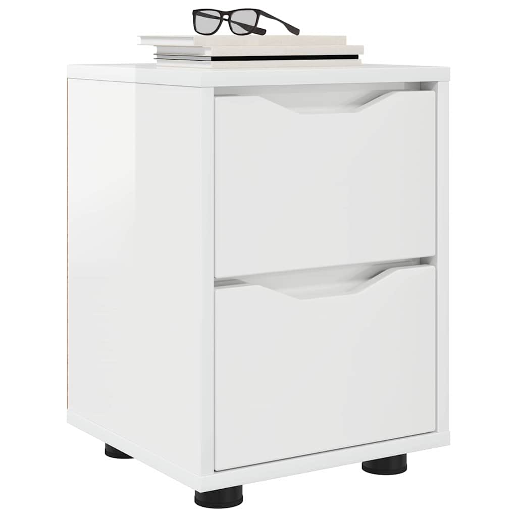 Nachttische 2 pcs Hochglanz Weiß 30,5 x 30 x 43 cm