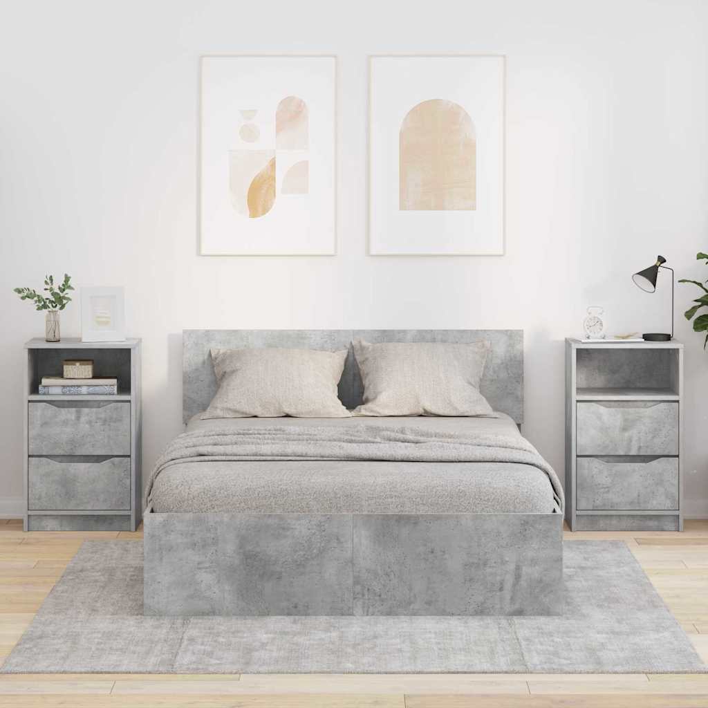 Nachttische 2 pcs Beton Grau 40 x 30 x 467 cm Holzwerkstoff