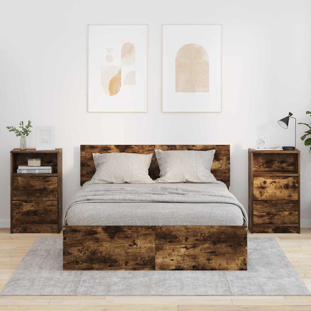 Nachttische 2 pcs Geräucherte Eiche 40 x 30 x 467 cm
