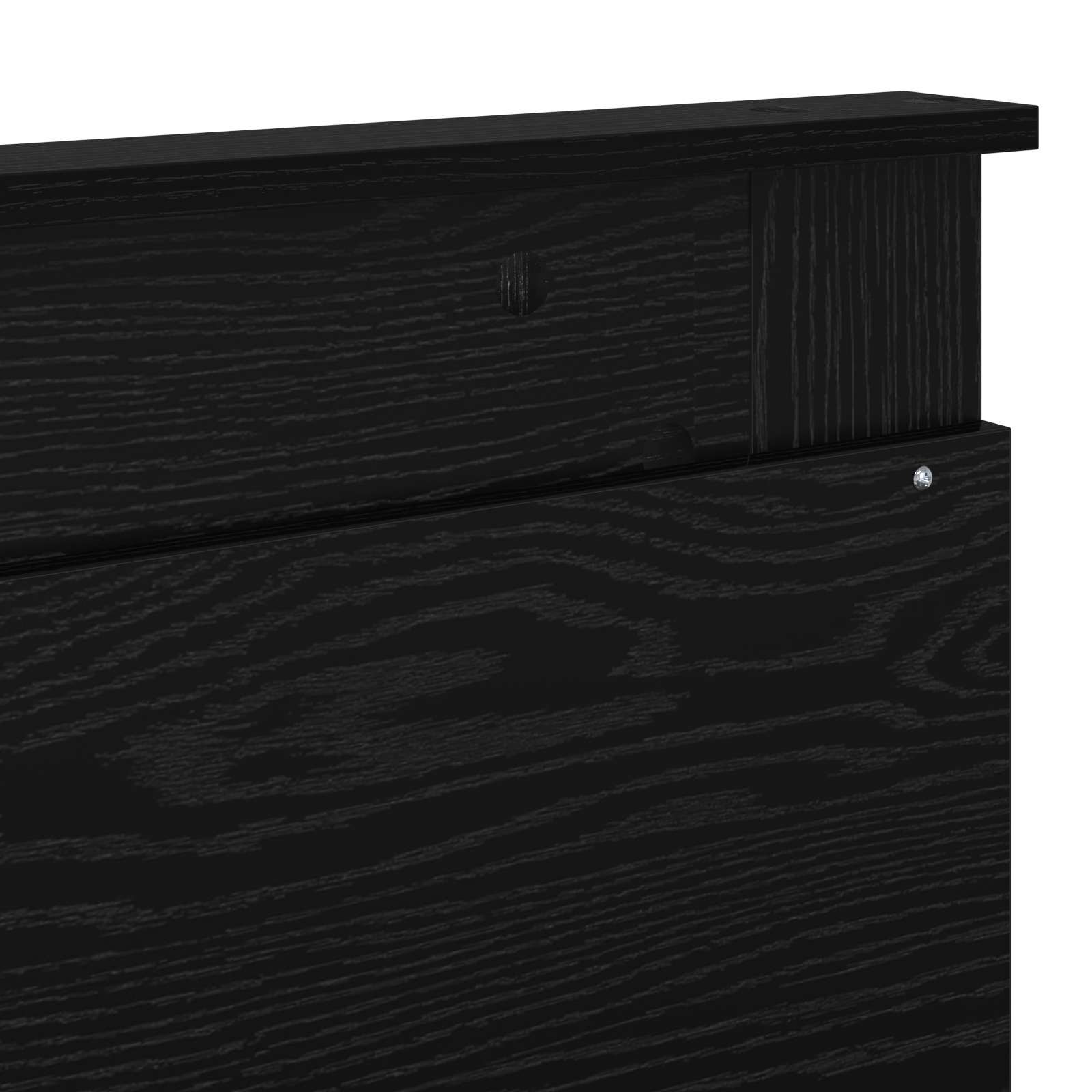 Kopfteil mit Kopfteil Schwarz Eichen-Optik 200 cm Holzwerkstoff