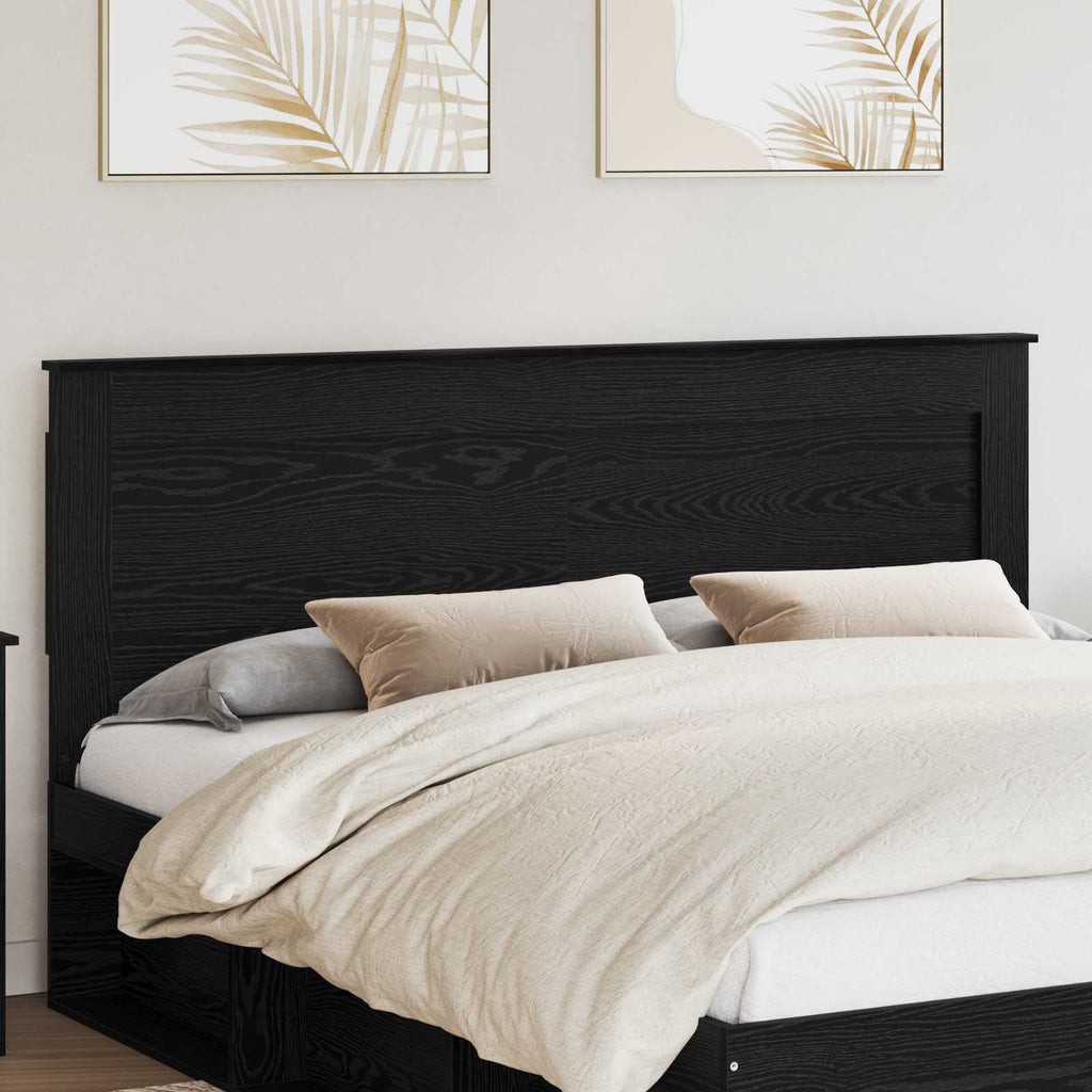 Kopfteil mit Kopfteil Schwarz Eichen-Optik 200 cm Holzwerkstoff