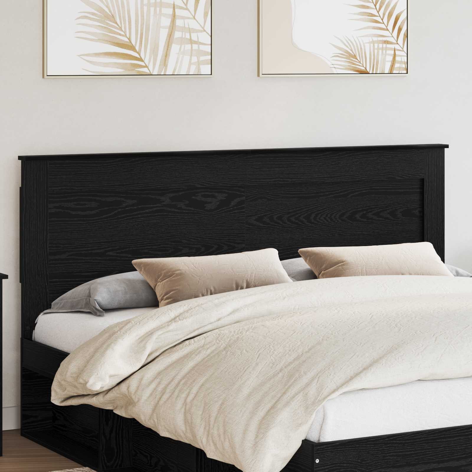 Kopfteil mit Kopfteil Schwarz Eichen-Optik 200 cm Holzwerkstoff