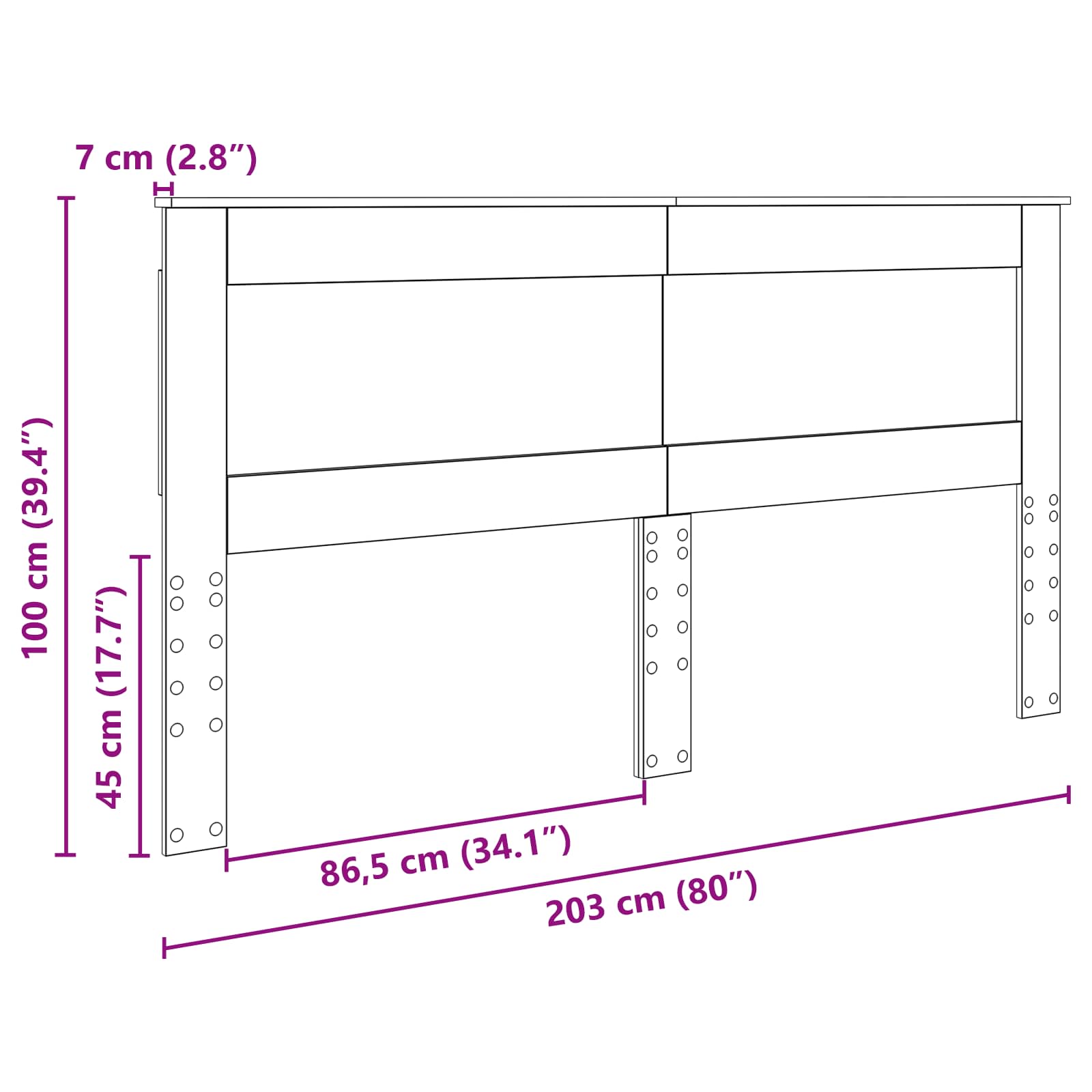 Kopfteil mit Kopfteil Graues Sonoma 200 cm Holzwerkstoff
