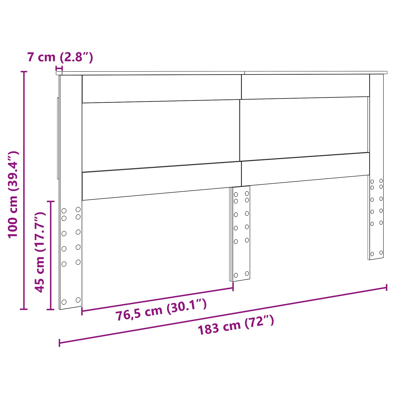 Kopfteil mit Kopfteil Beton Grau 180 cm Holzwerkstoff