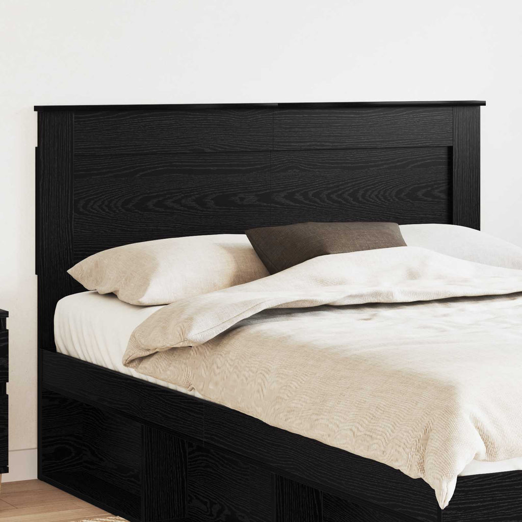 Kopfteil mit Kopfteil Schwarz Eichen-Optik 150 cm Holzwerkstoff