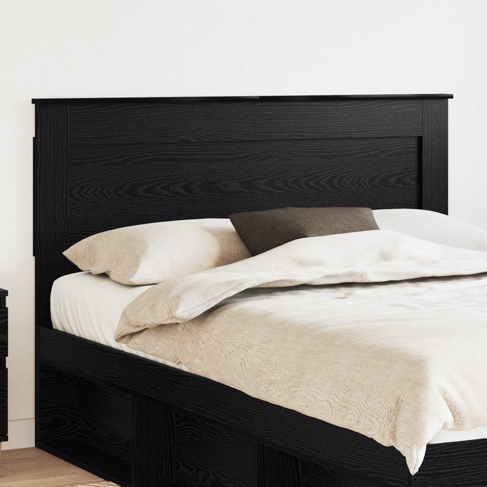 Kopfteil mit Kopfteil Schwarz Eichen-Optik 150 cm Holzwerkstoff