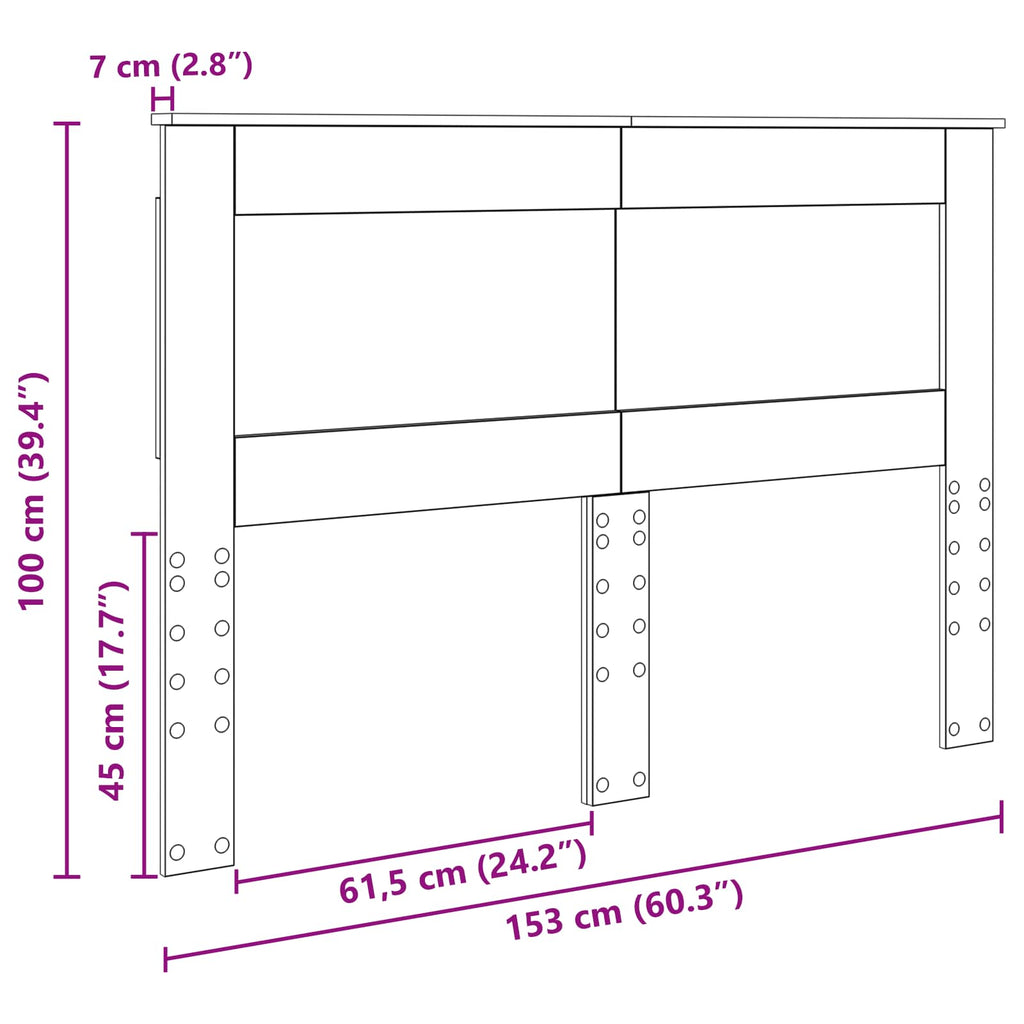 Kopfteil mit Kopfteil Schwarz Eichen-Optik 150 cm Holzwerkstoff