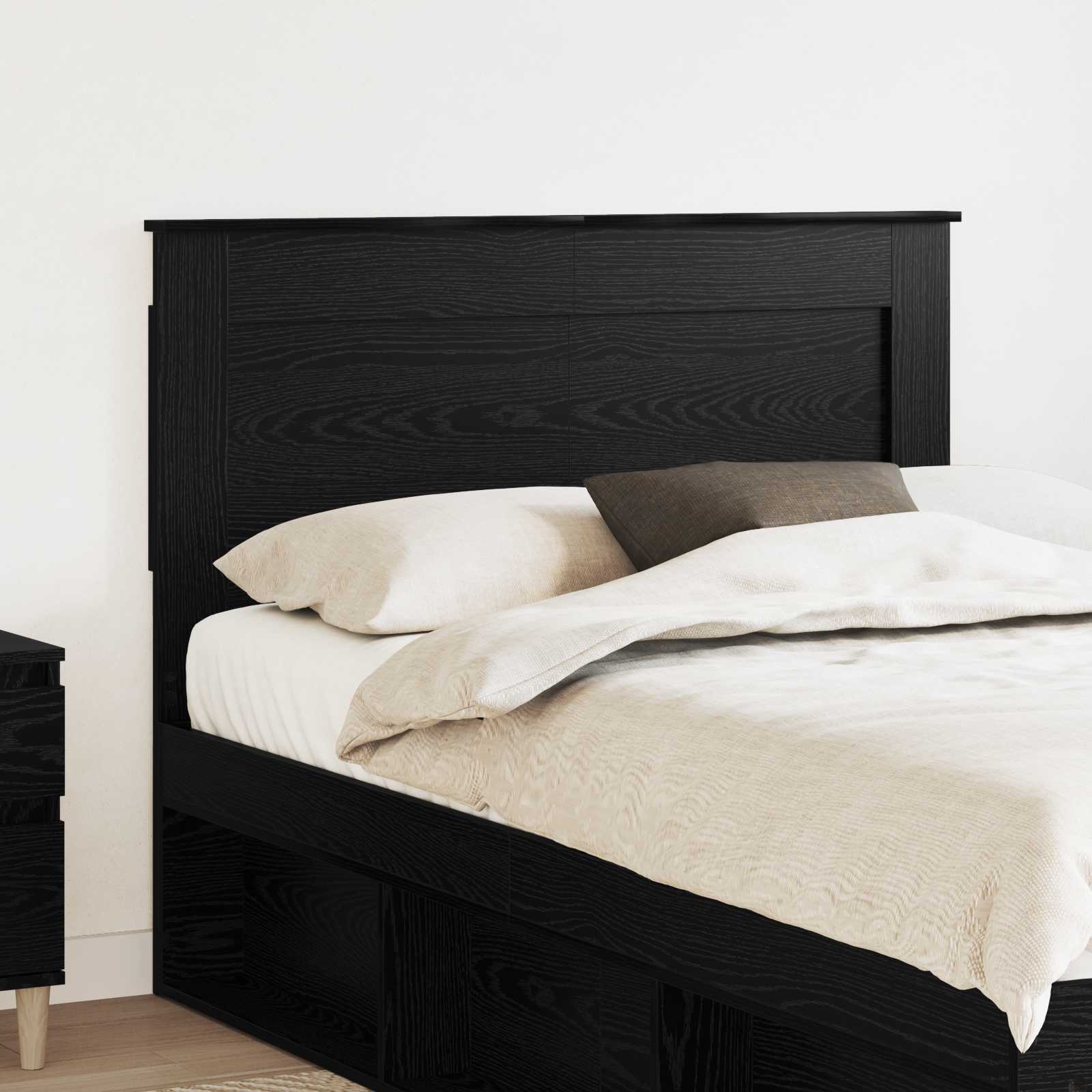 Kopfteil mit Kopfteil Schwarz Eichen-Optik 120 cm Holzwerkstoff