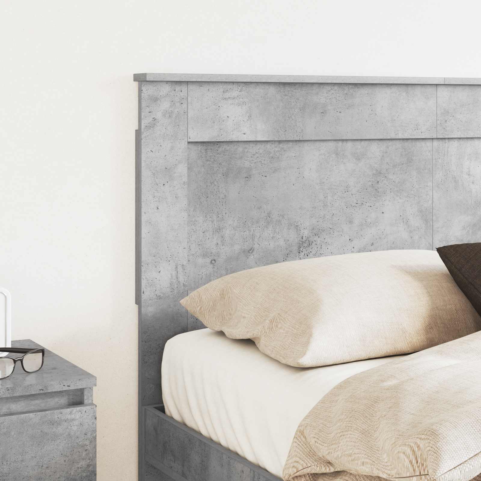 Kopfteil mit Kopfteil Beton Grau 120 cm Holzwerkstoff