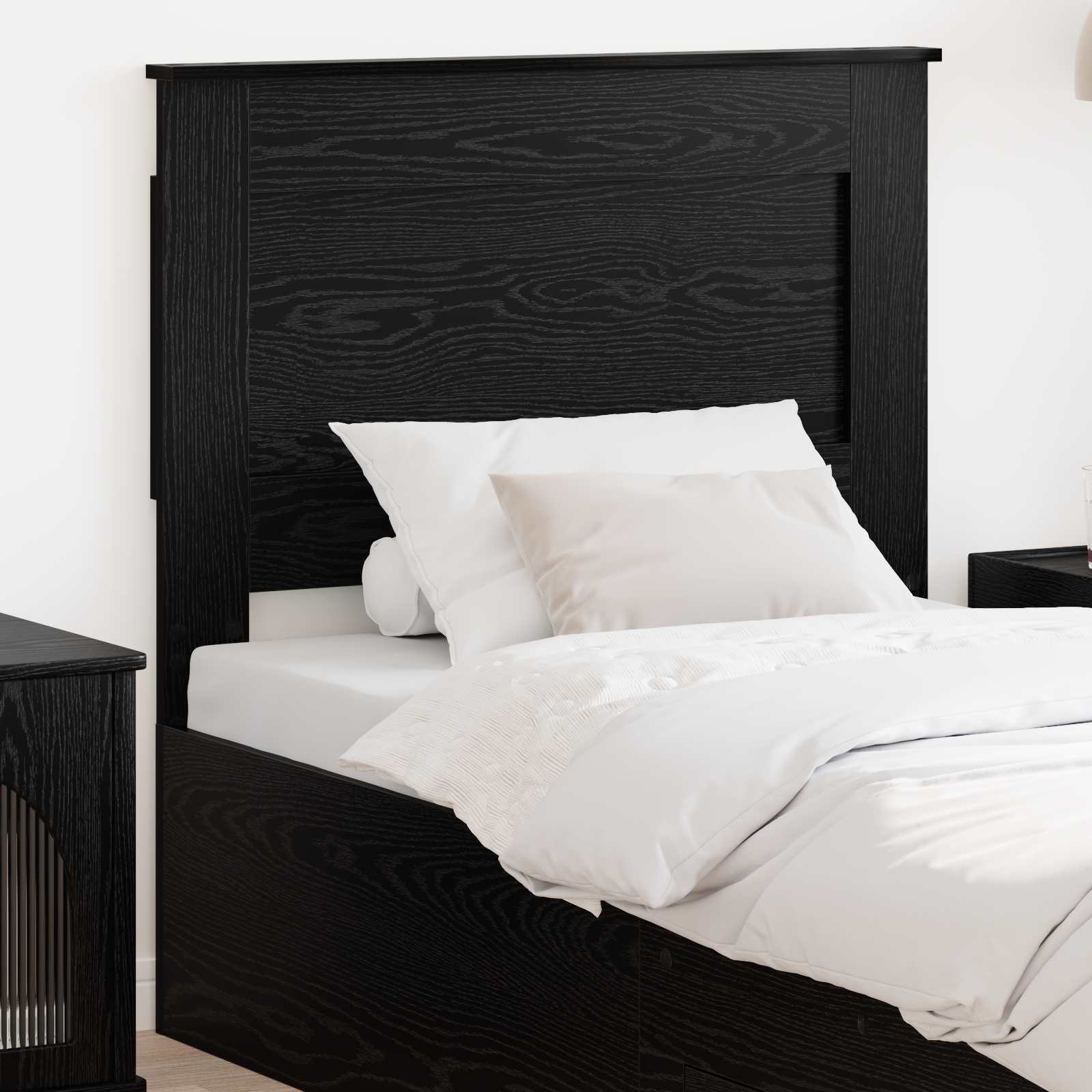 Kopfteil mit Kopfteil Schwarz Eichen-Optik 90 cm Holzwerkstoff