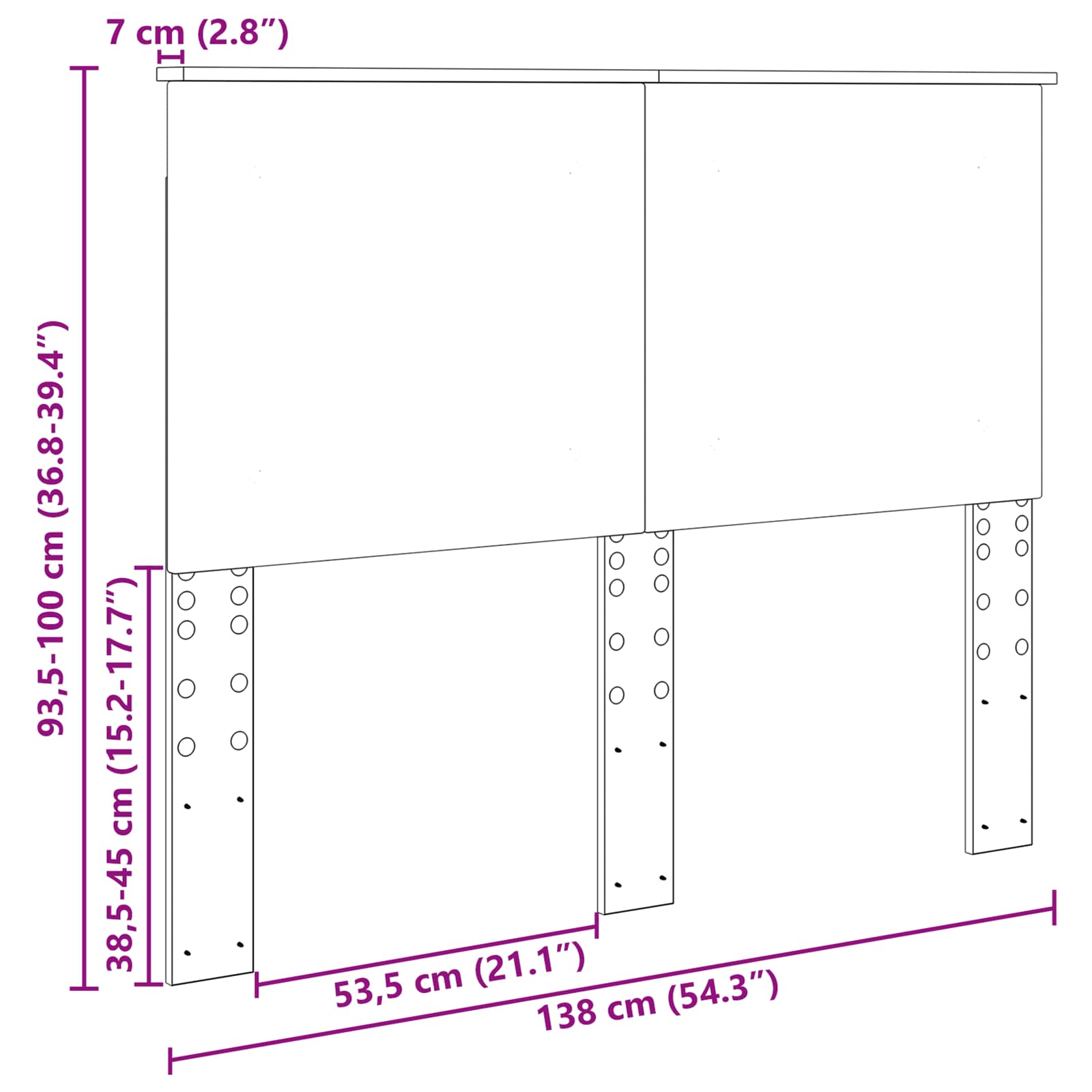 Kopfteil Geräucherte Eiche 100 cm Holzwerkstoff