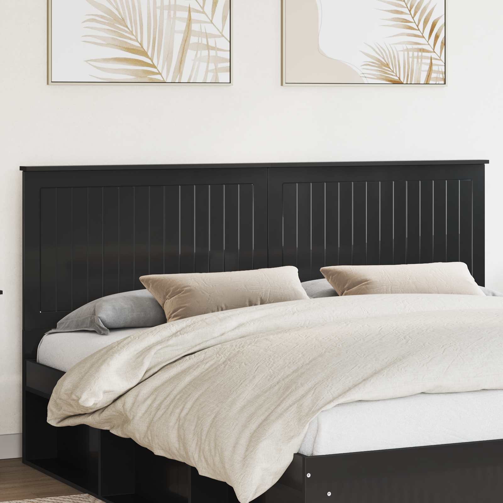 Kopfteil mit Kopfteil Schwarz Eichen-Optik 180 cm Holzwerkstoff