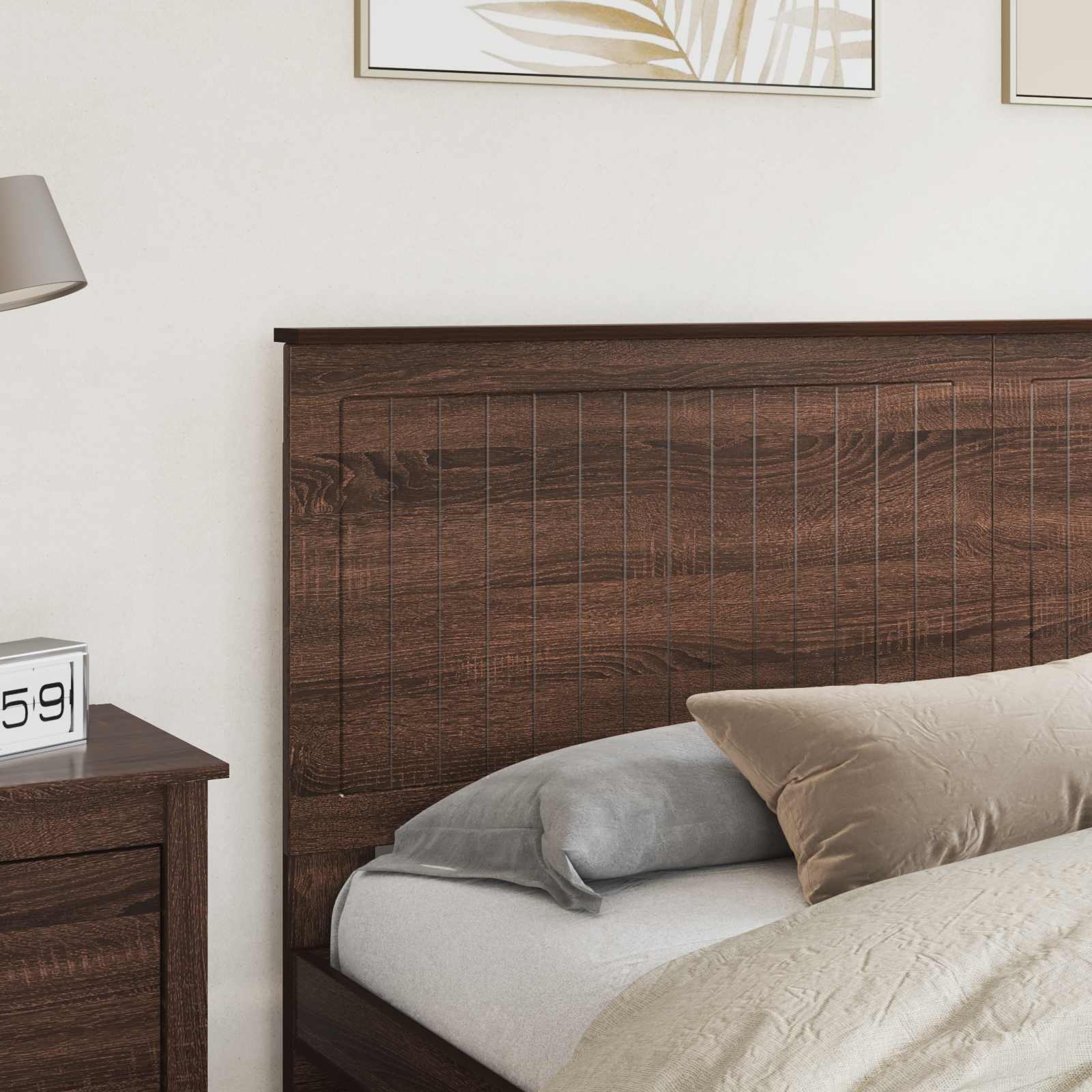 Kopfteil mit Kopfteil Braun Eichen-Optik 180 cm Holzwerkstoff