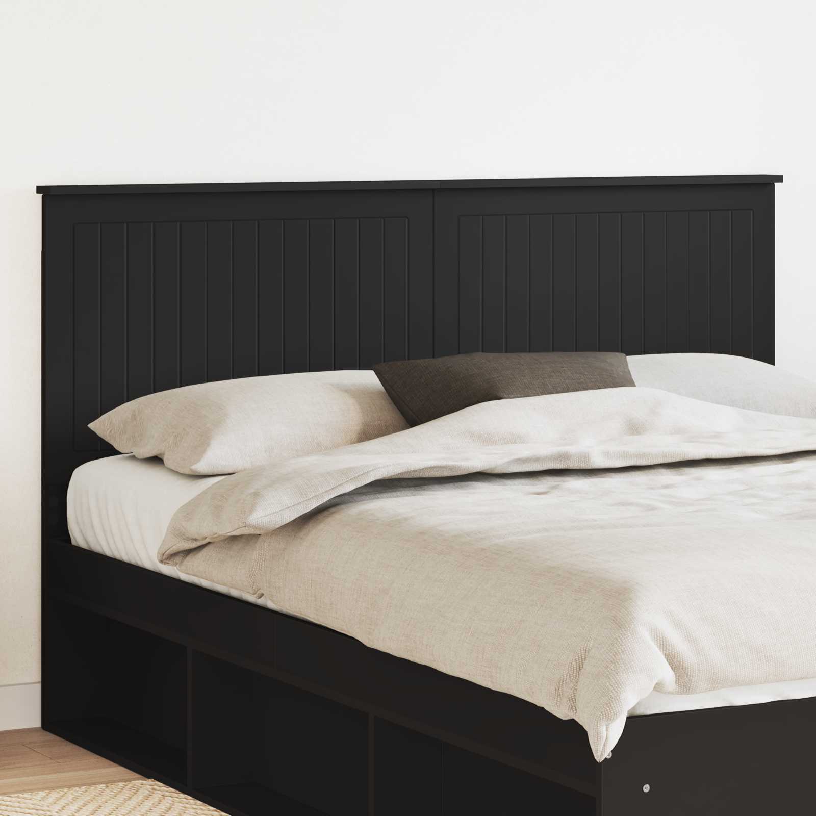 Kopfteil mit Kopfteil Schwarz Eichen-Optik 160 cm Holzwerkstoff