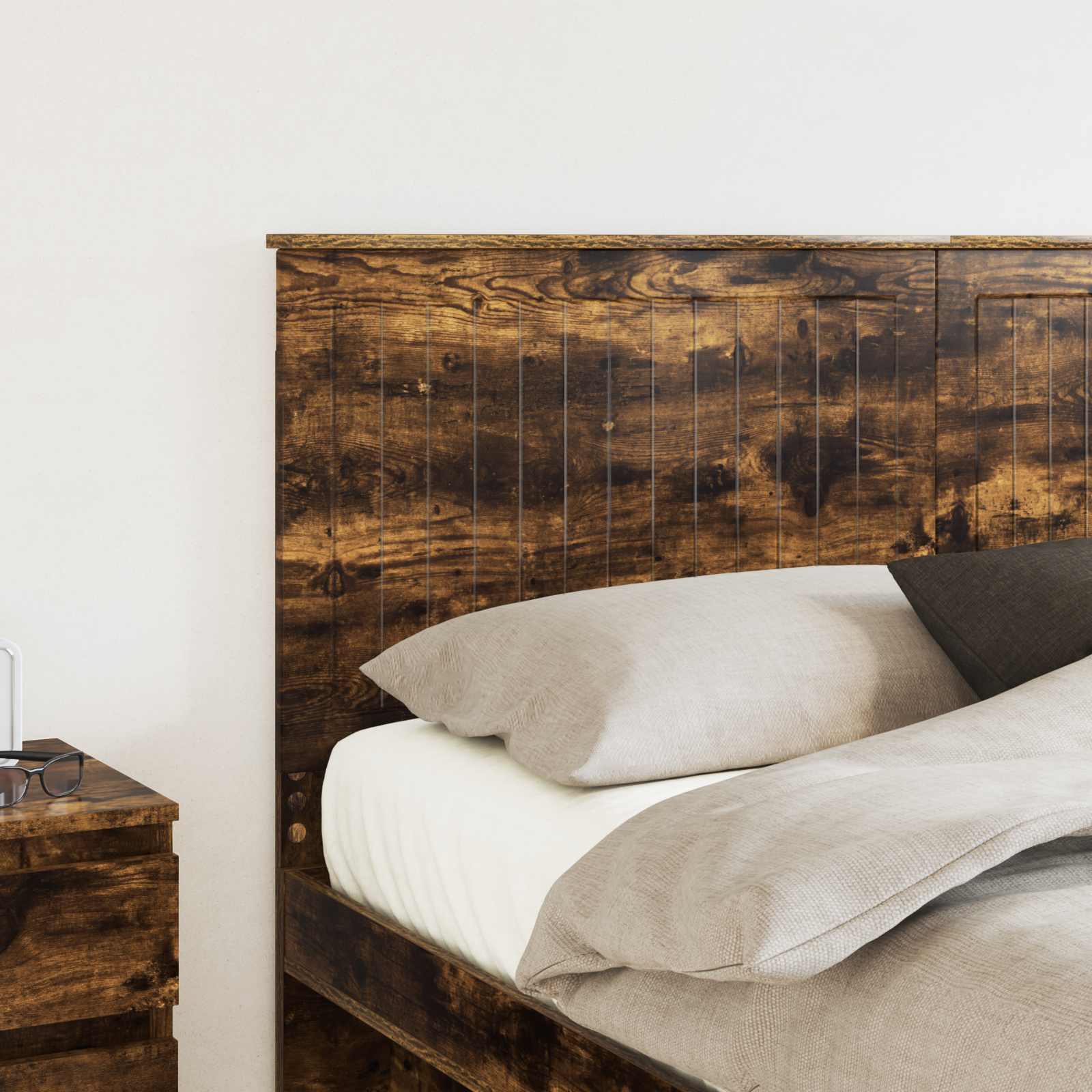 Kopfteil mit Kopfteil Geräucherte Eiche 160 cm Holzwerkstoff