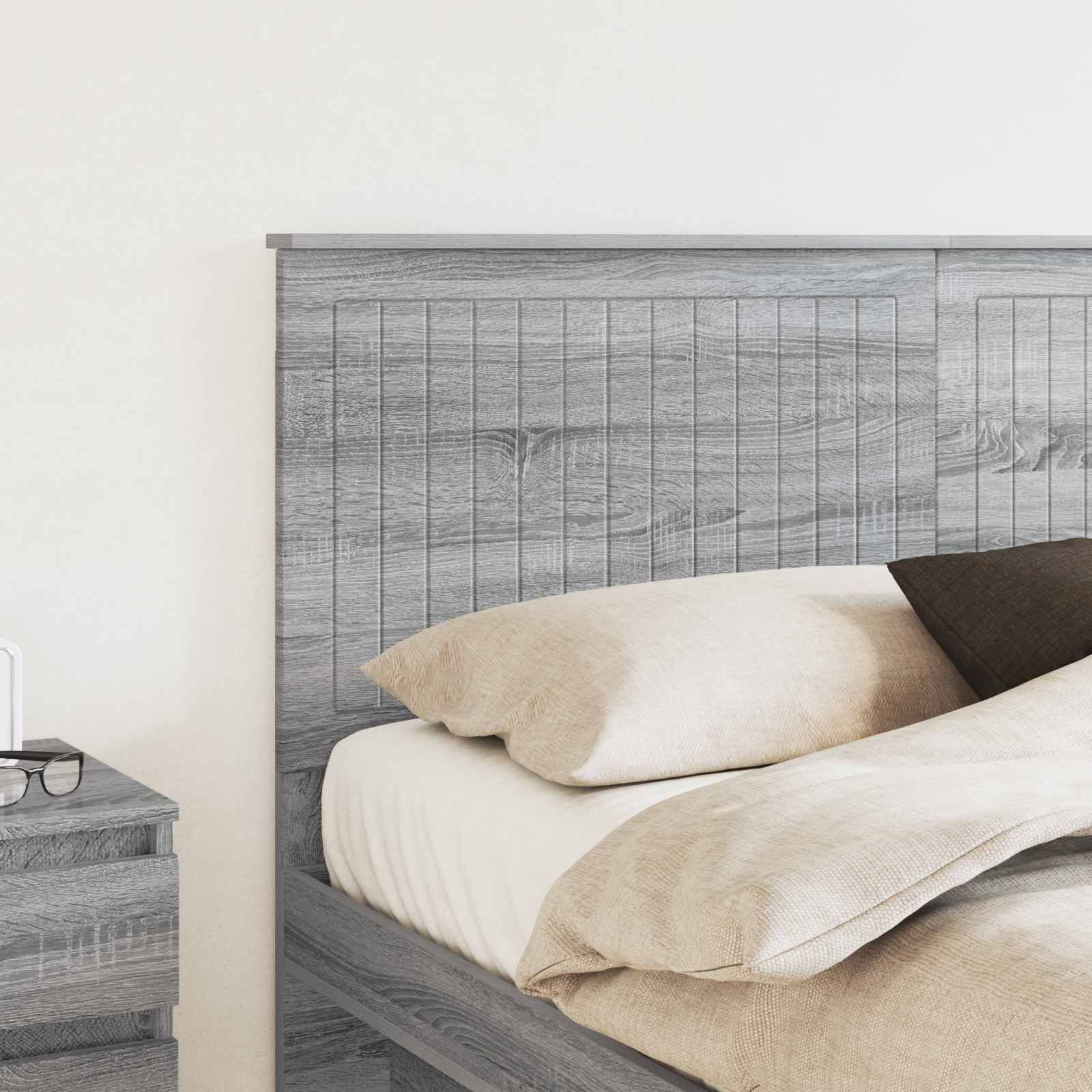 Kopfteil mit Kopfteil Graues Sonoma 160 cm Holzwerkstoff