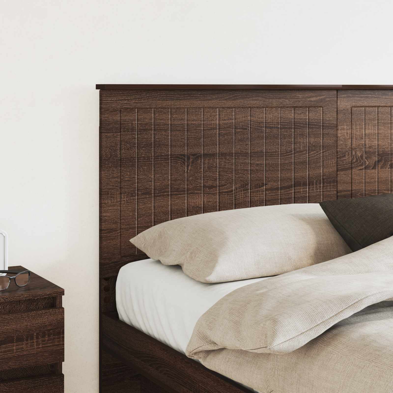 Kopfteil mit Kopfteil Braun Eichen-Optik 160 cm Holzwerkstoff