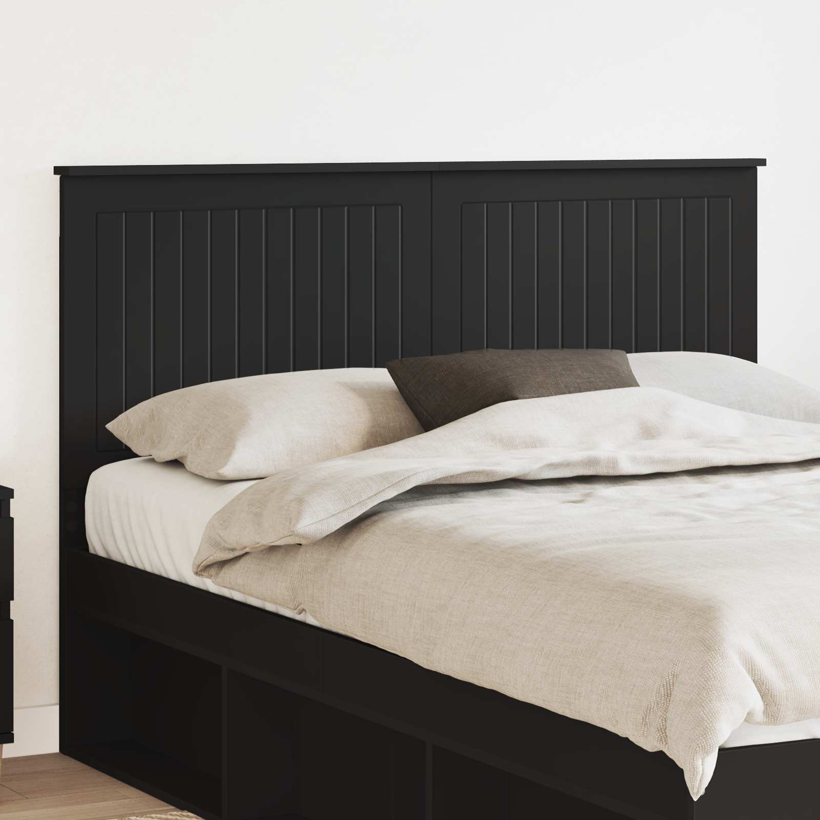 Kopfteil mit Kopfteil Schwarz Eichen-Optik 140 cm Holzwerkstoff