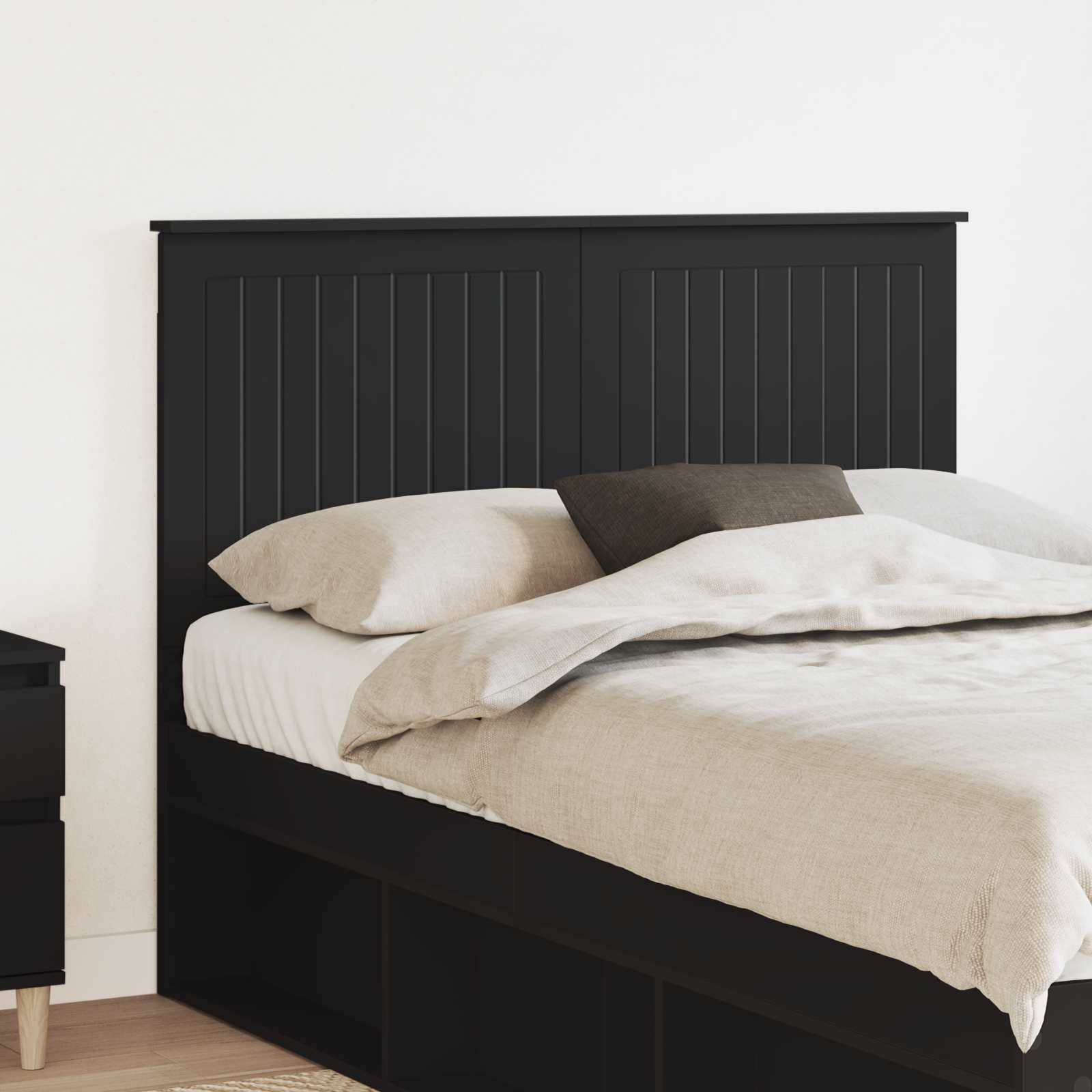Kopfteil mit Kopfteil Schwarz Eichen-Optik 135 cm Holzwerkstoff