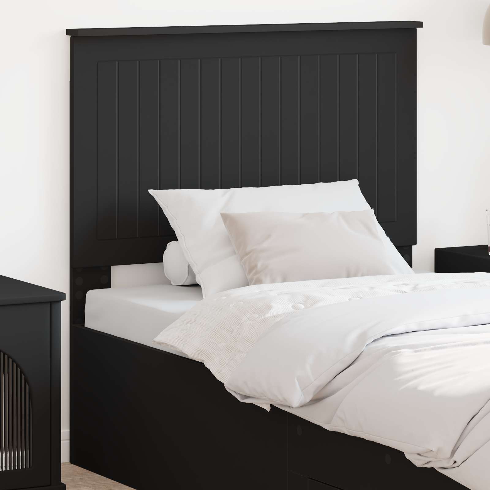 Kopfteil mit Kopfteil Schwarz Eichen-Optik 90 cm Holzwerkstoff