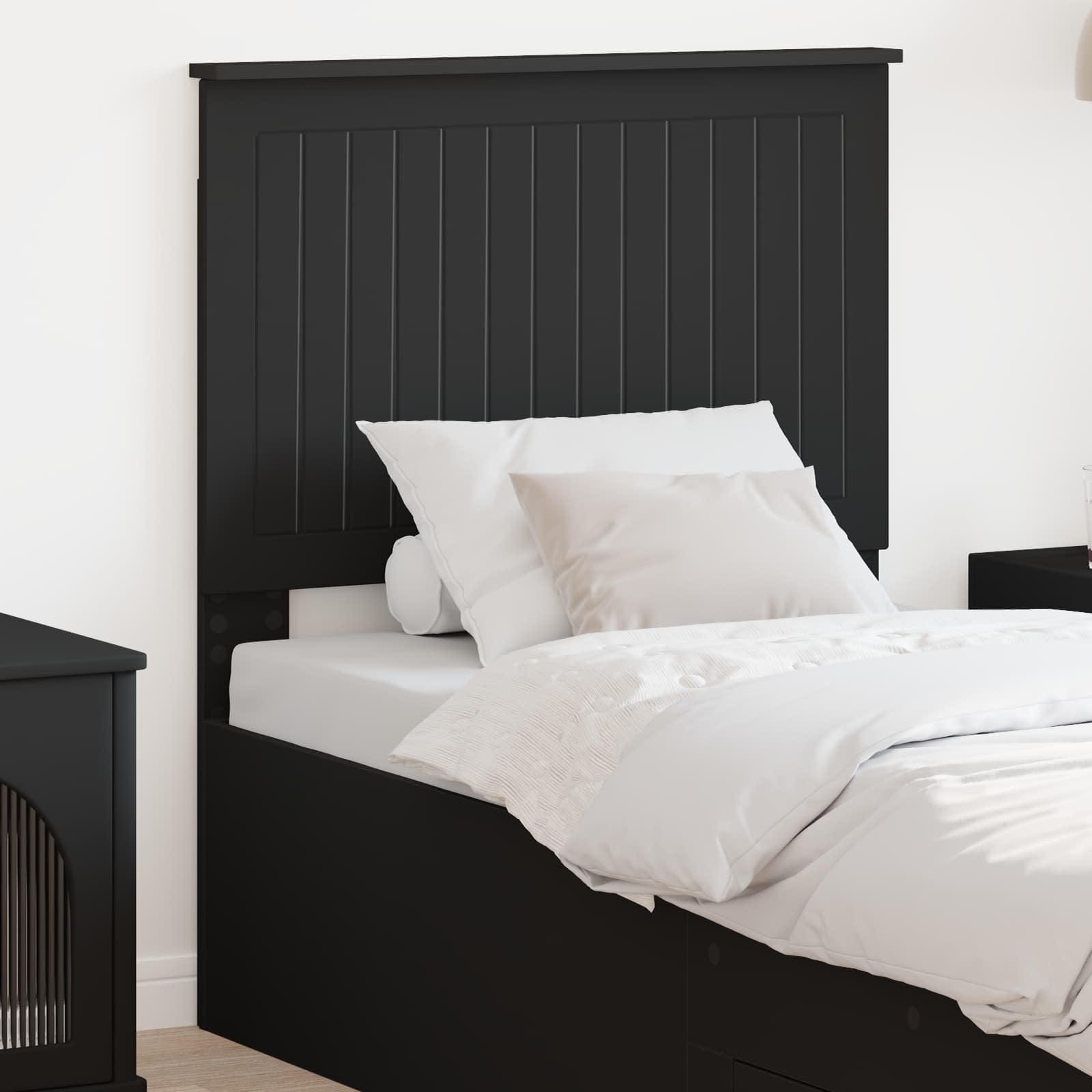 Kopfteil mit Kopfteil Schwarz Eichen-Optik 80 cm Holzwerkstoff