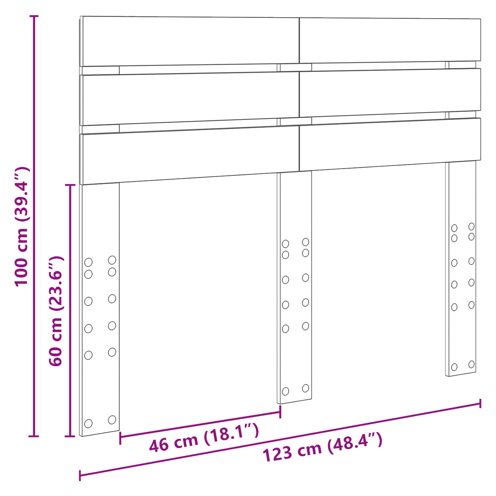 Kopfteil Beton Grau Holzwerkstoff