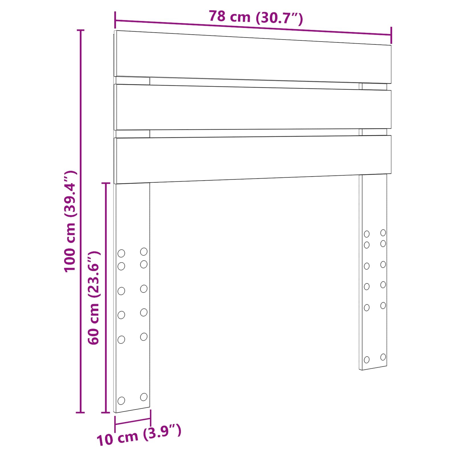 Kopfteil Schwarz Eichen-Optik Holzwerkstoff