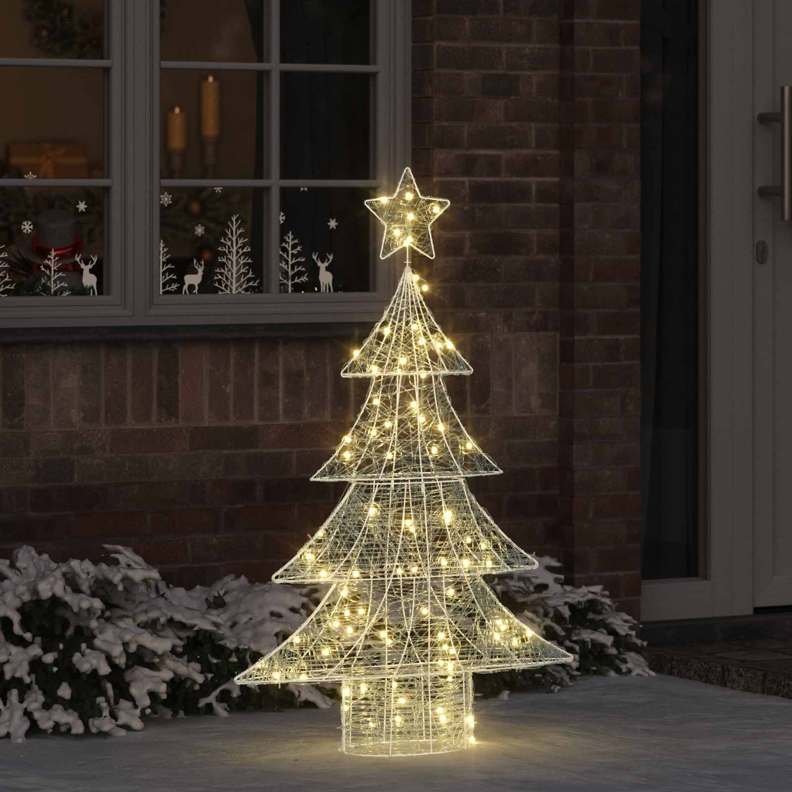 Weihnachtsbaum mit 100 LEDs Warmweiß 120 cm Acryl