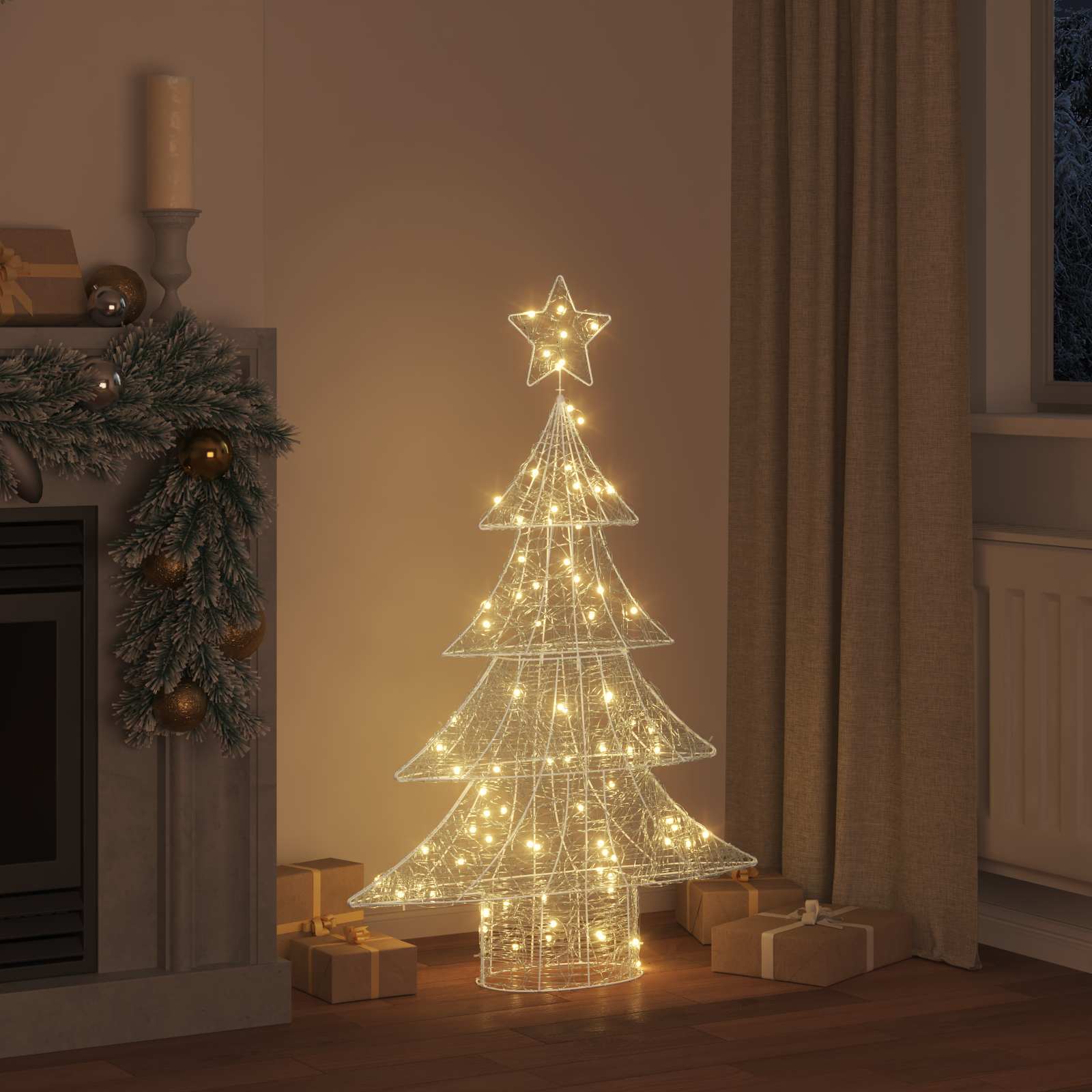 Weihnachtsbaum mit 100 LEDs Warmweiß 120 cm Acryl